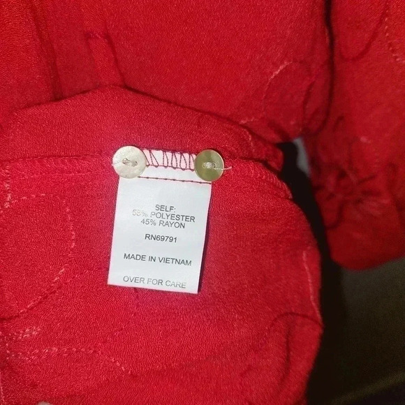 Figueroa and Flower Red High Low Tunic Button Down Blouse W/cami Large - Picture 7 of 9